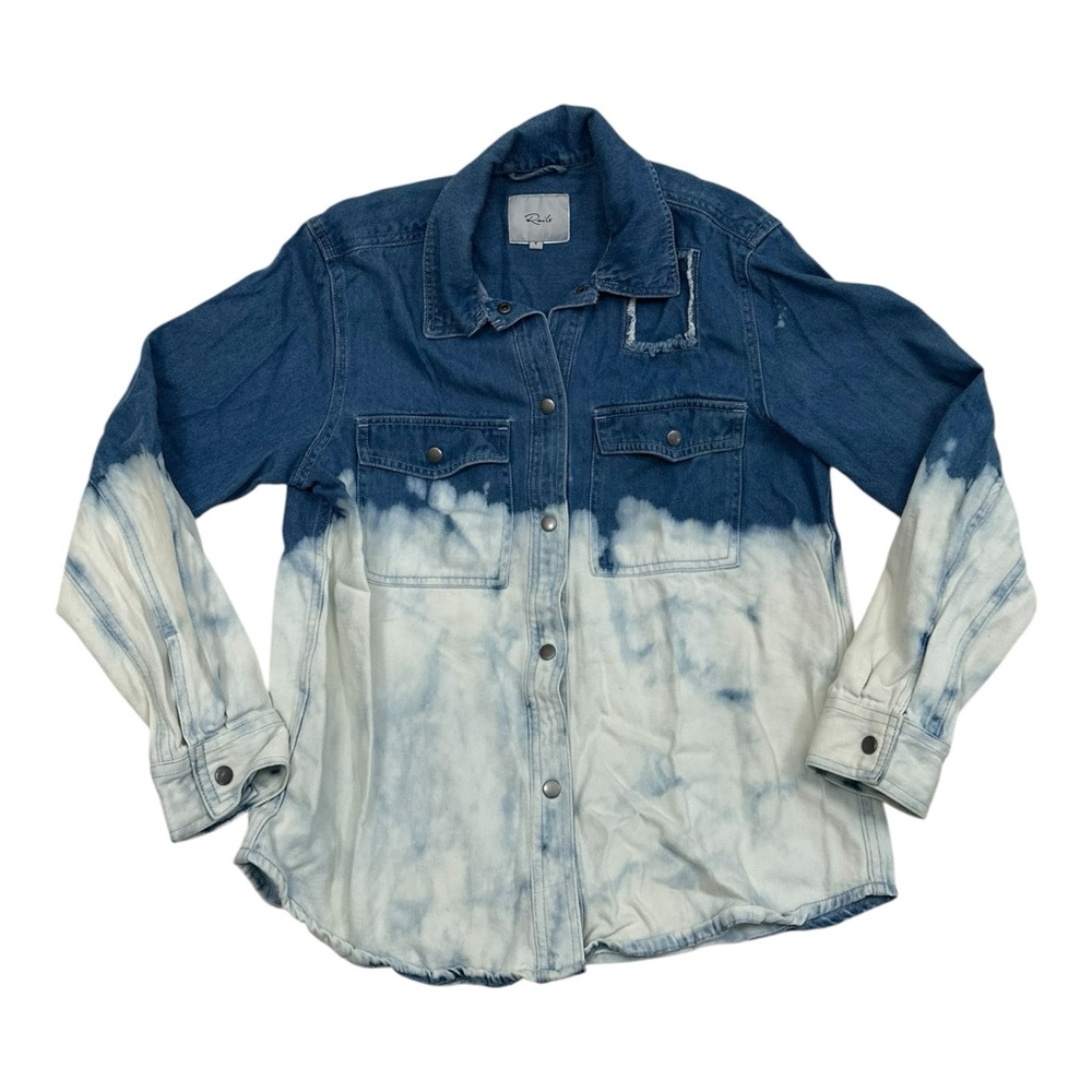 Rails Blue Bleached Denim Button Up Shirt Jacket - Size Small
